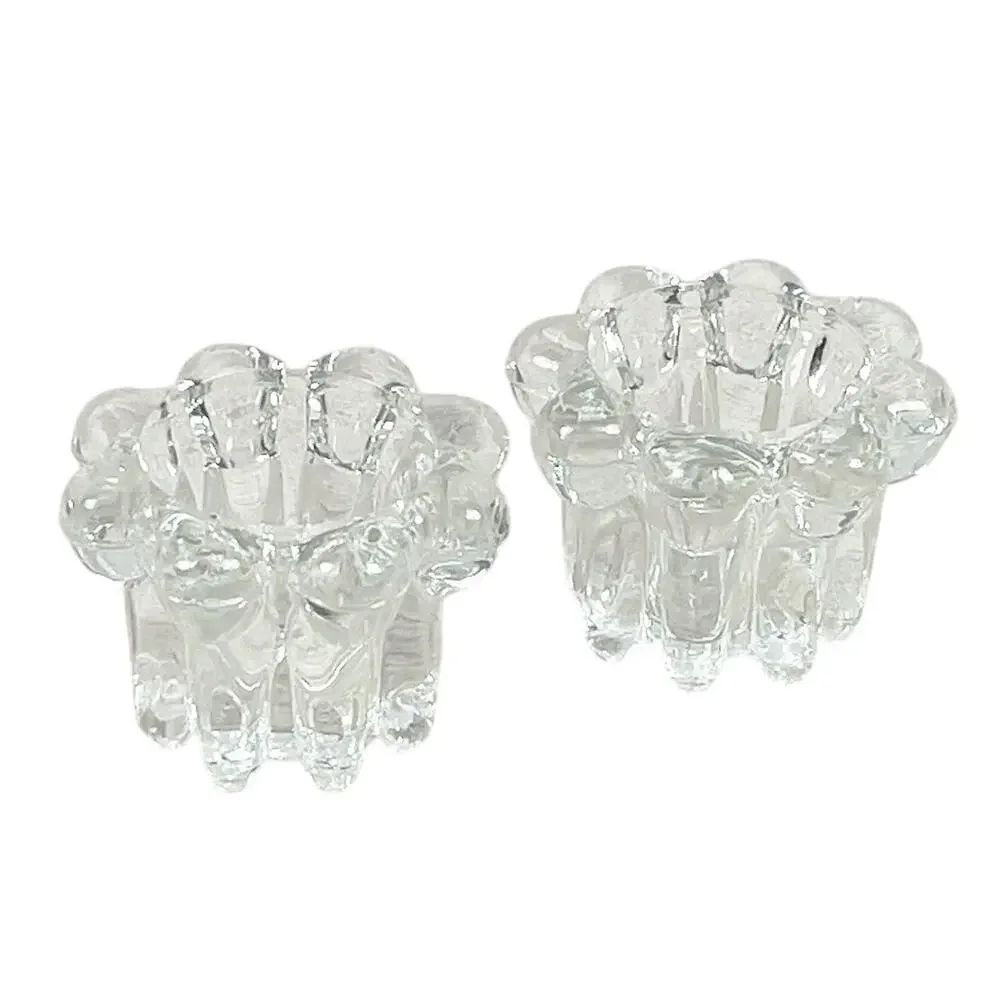 Vintage Kig Indonesia Crystal Bauble Beaded Glass Candleholders Pair Elegant EUC
